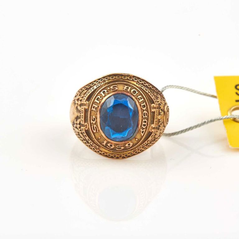 10k gold and stone school ring