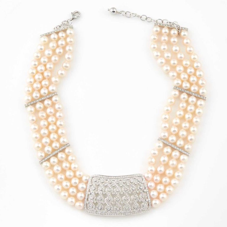 18k diamond and bead necklace