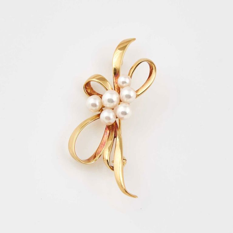 18k gold and bead pin