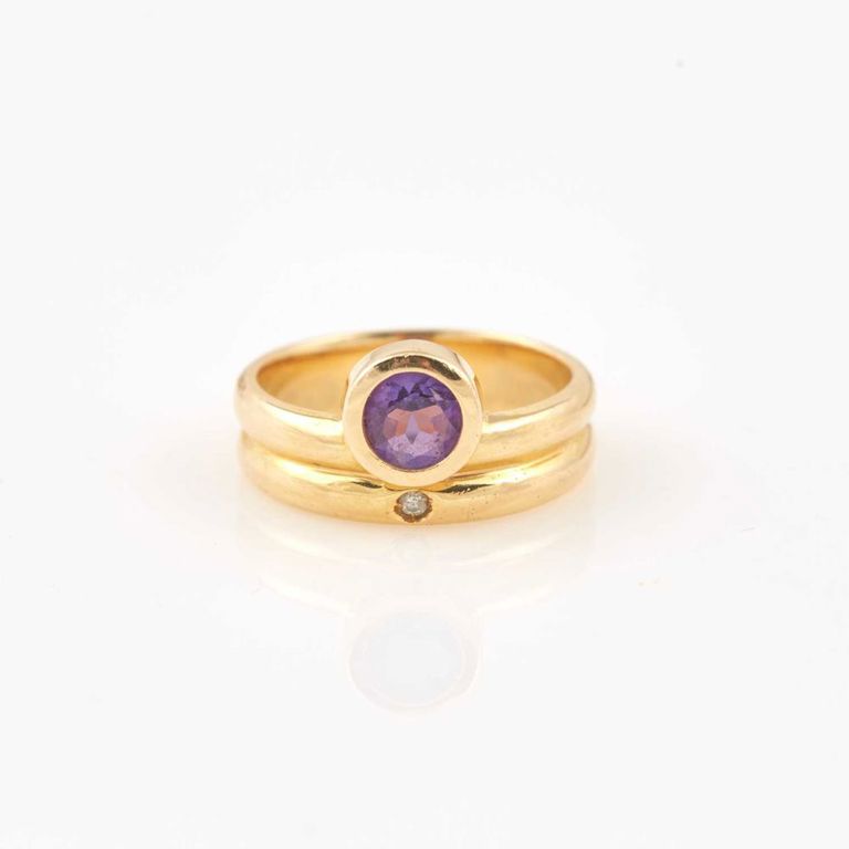 18k diamond and stone ring