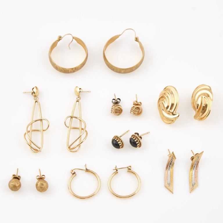 14k gold and stone earrings