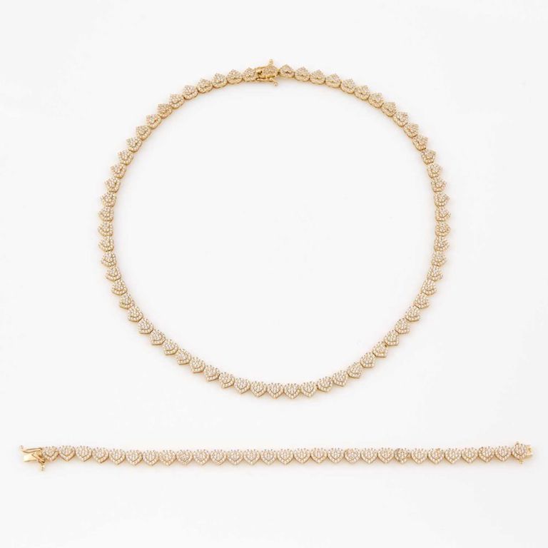 14k gold and stone necklace and flexible bracelet