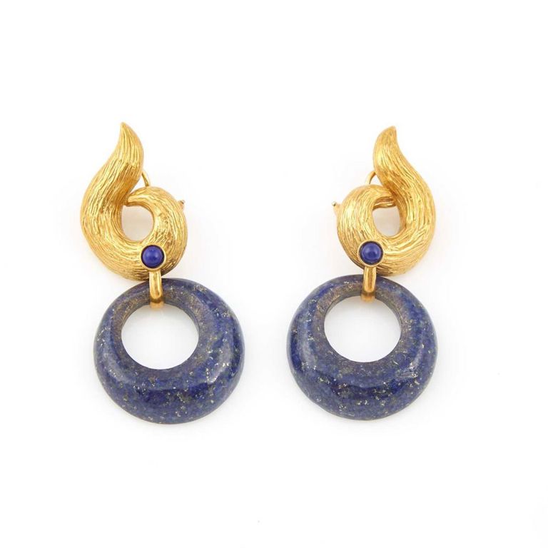 18k gold and stone earrings