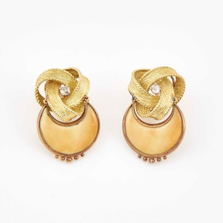 18k and 14k gold diamond and stone earrings