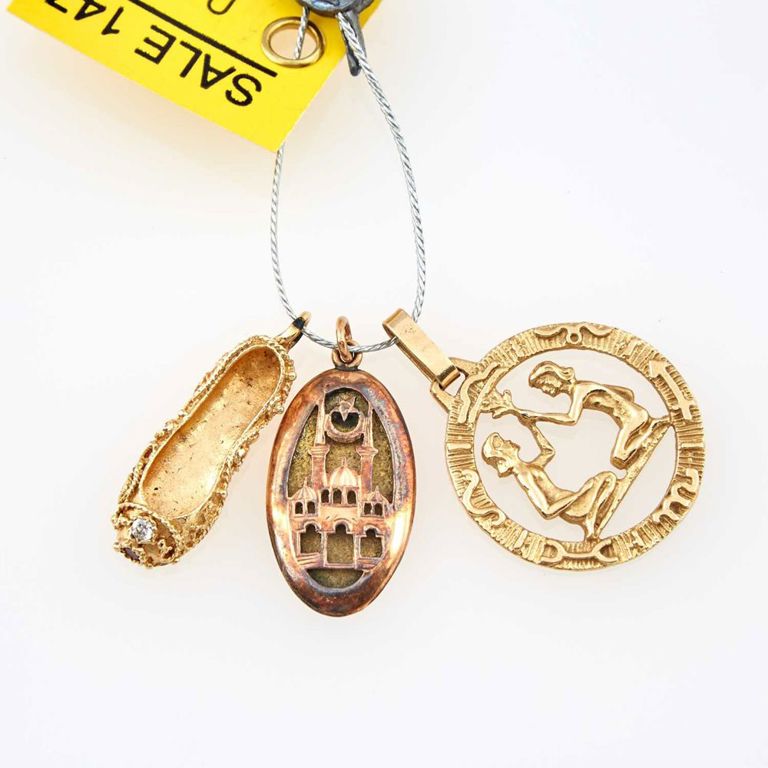 14k gold and stone pendants