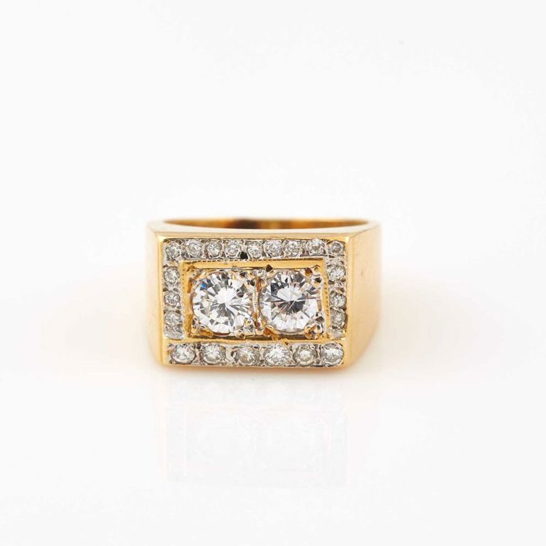 18k gold diamond and stone ring