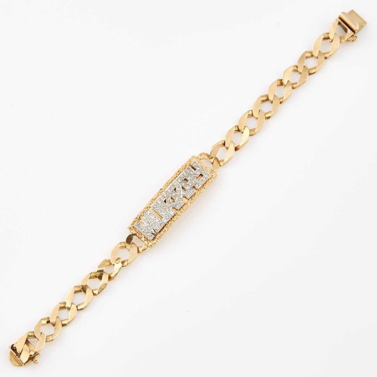 14k gold diamond ID bracelet