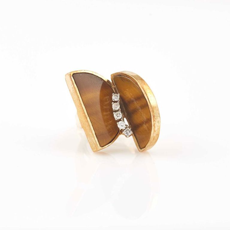 14k gold diamond and stone ring