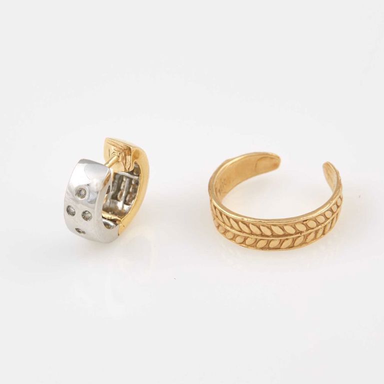 14k gold diamond earring and gold ring