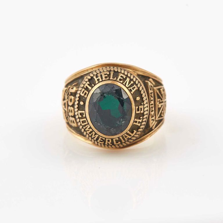 10k gold and stone school ring
