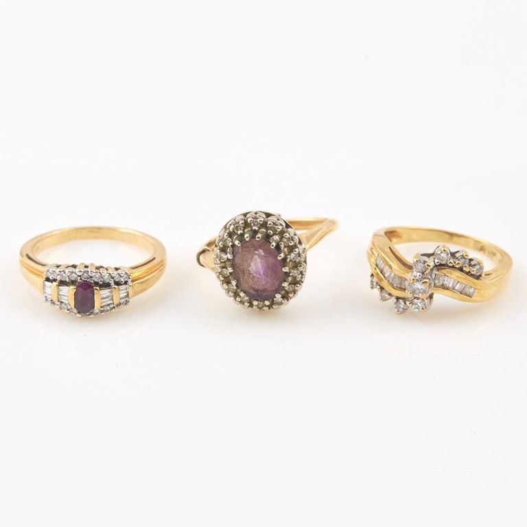 14k diamond and stone rings