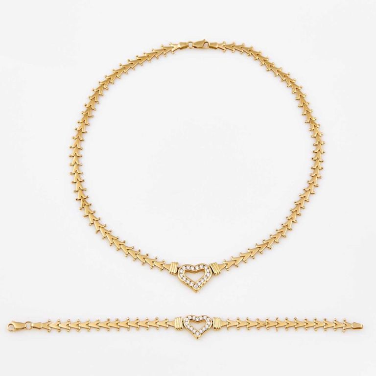 14k gold and stone necklace and flexible bracelet