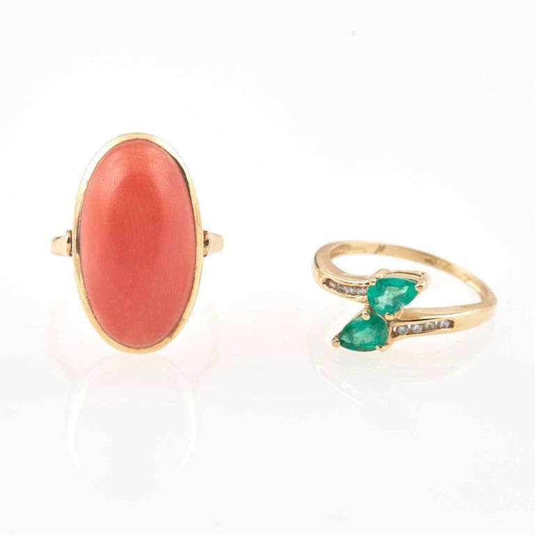 14k gold diamond and stone ring, gold and stone ring