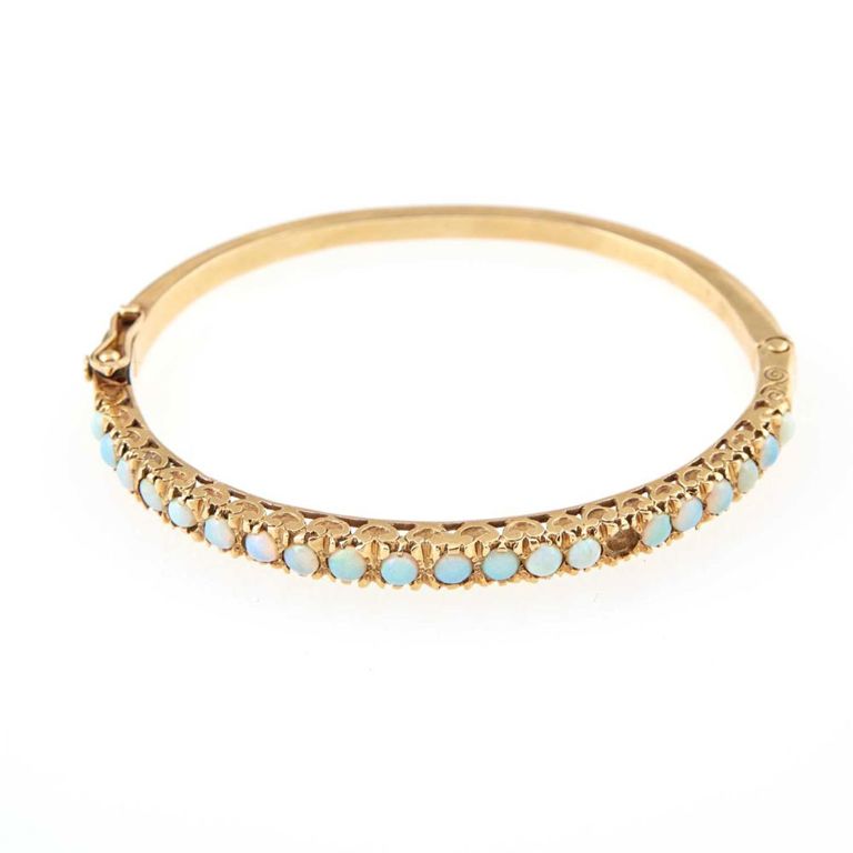 14k gold and stone rigid bracelet