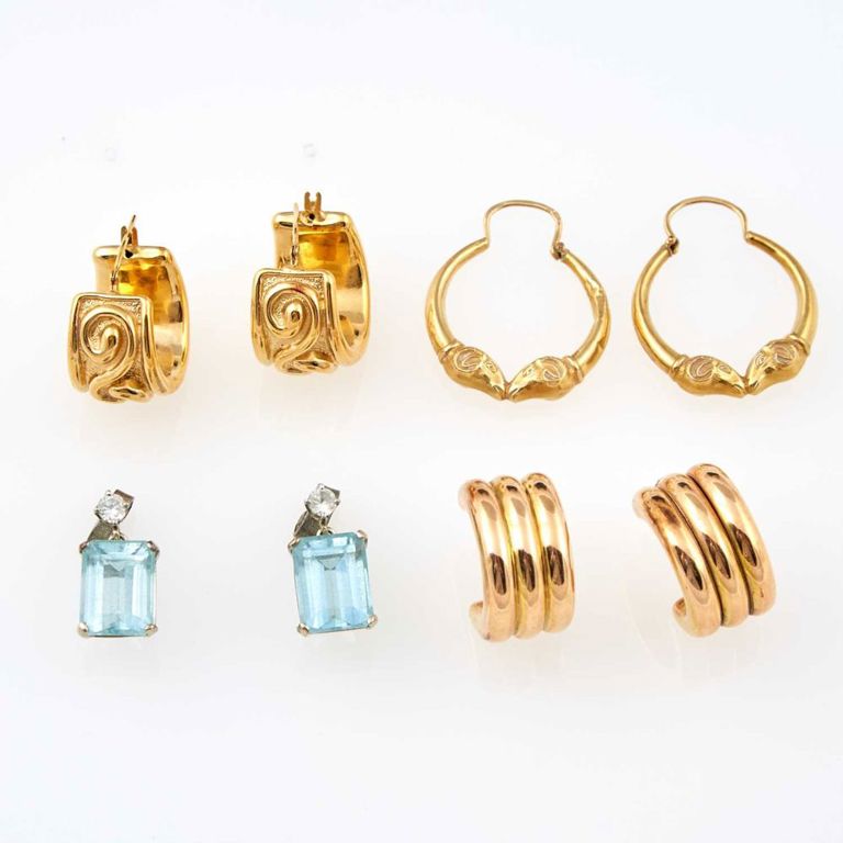 14k gold and stone earrings