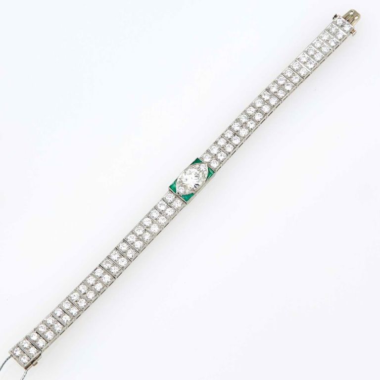 Platinum diamond and stone flexible bracelet