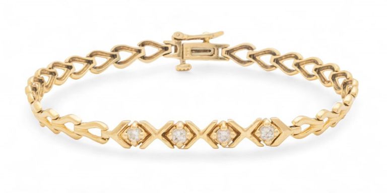 14k yellow gold chain bracelet with diamonds