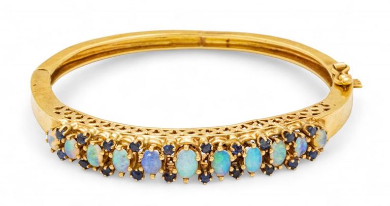 14k yellow gold bracelet with opal and sapphire