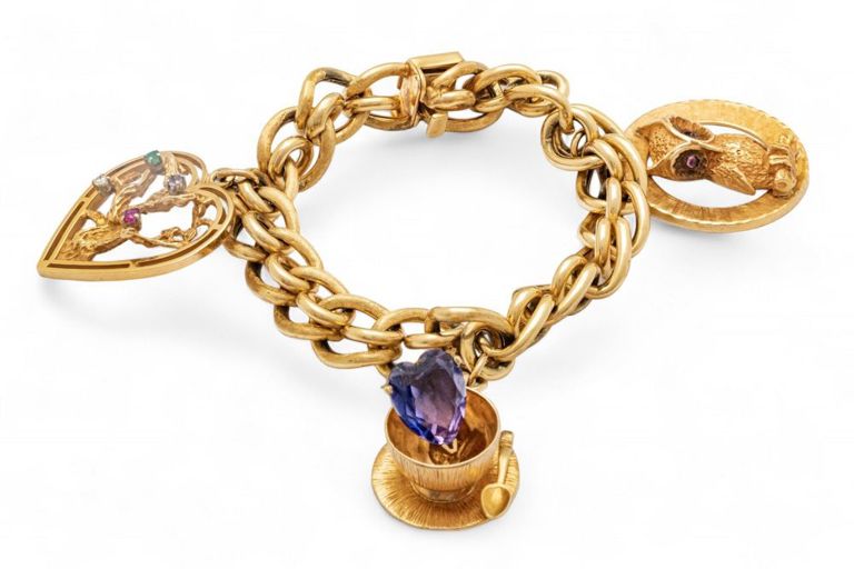 14k yellow gold charm bracelet