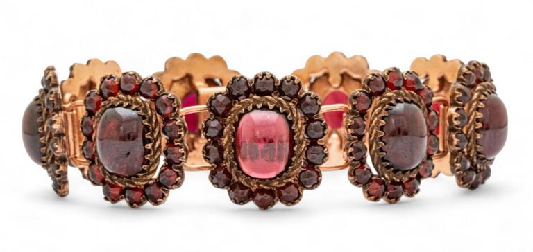 Cabochon and rose cut garnet bracelet