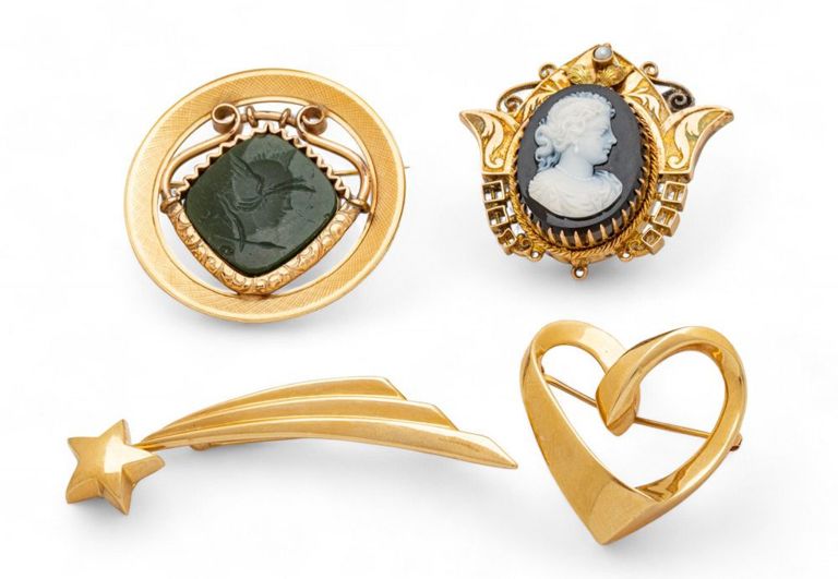 14k yellow gold brooches