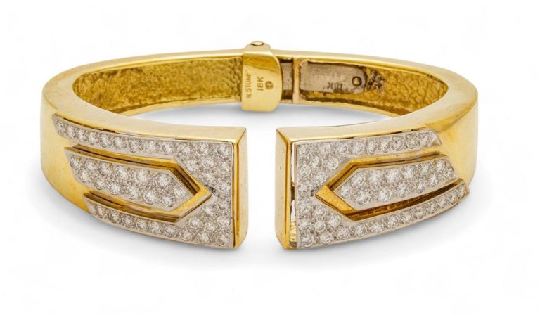 R. Stone 18k yellow gold and diamond bangle bracelet