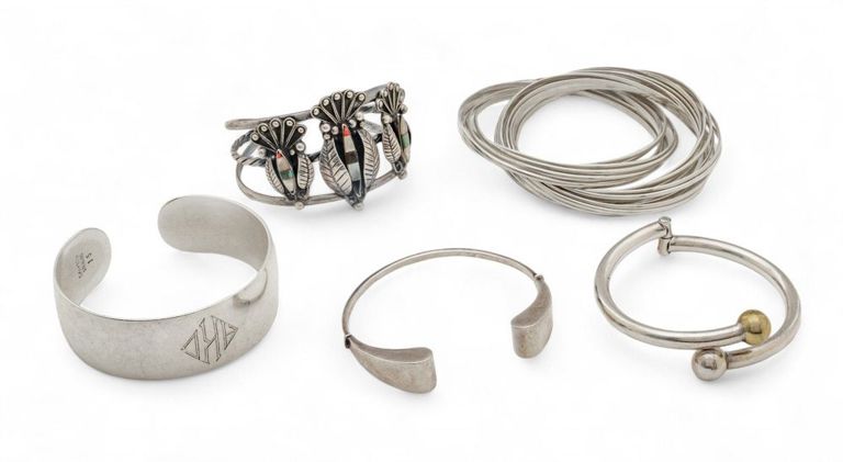 Mexican 925 silver bracelet grouping