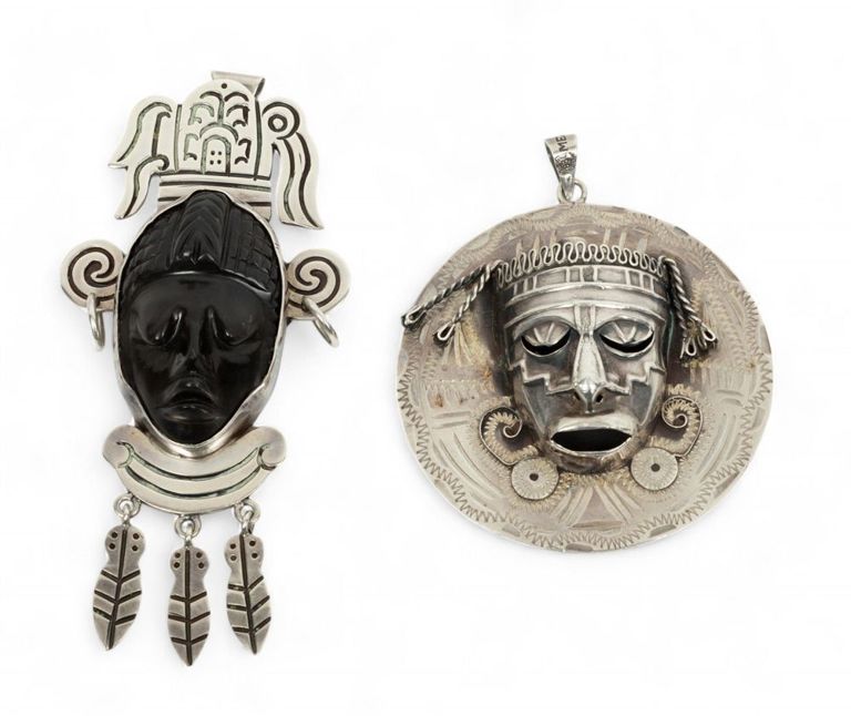 Mexican 925 silver pendant/brooch grouping