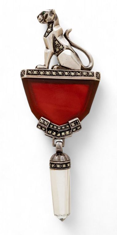 Mexican Art Deco style 925 silver brooch