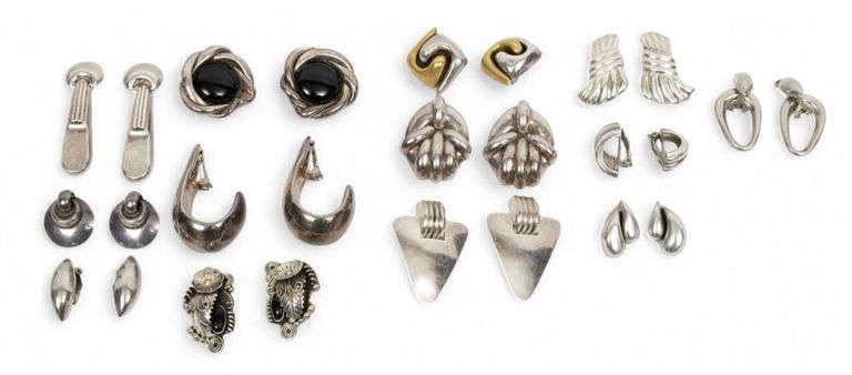 Mexican 925 silver clip-on earring grouping