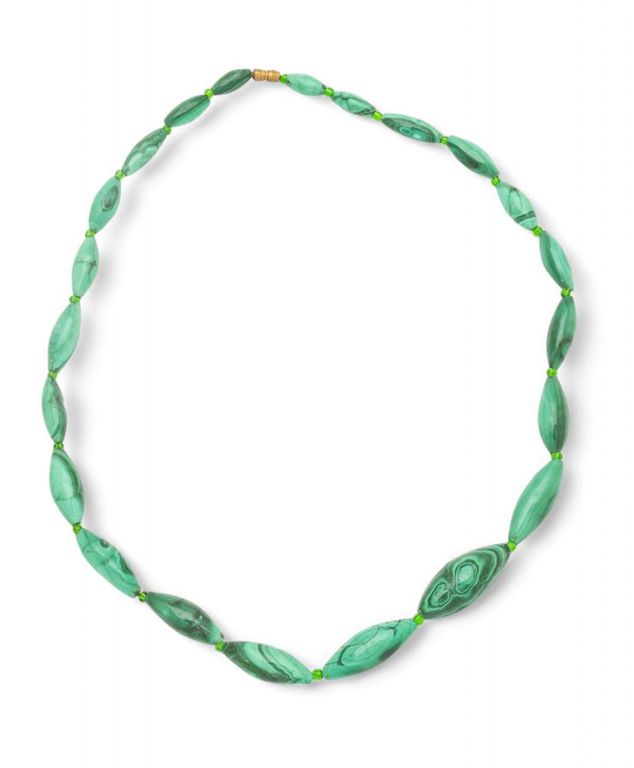 Russian malachite graduated bead necklace