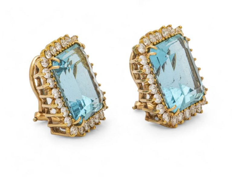 Yellow gold topaz and diamond earrings