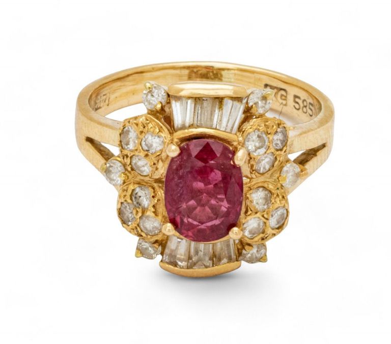 14k gold ruby and diamond ring
