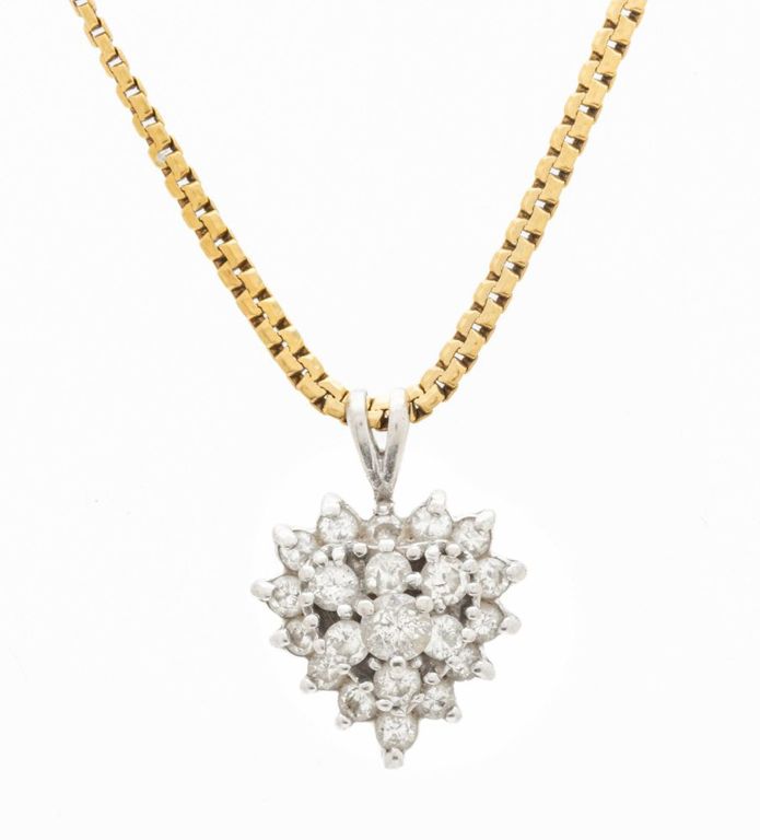 14k white gold and diamond heart pendant