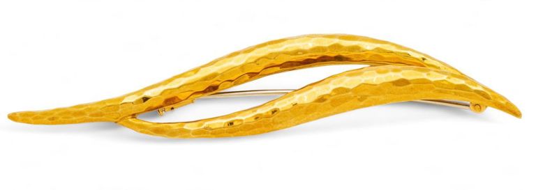 Henry Dunay 18k rose gold leaf brooch