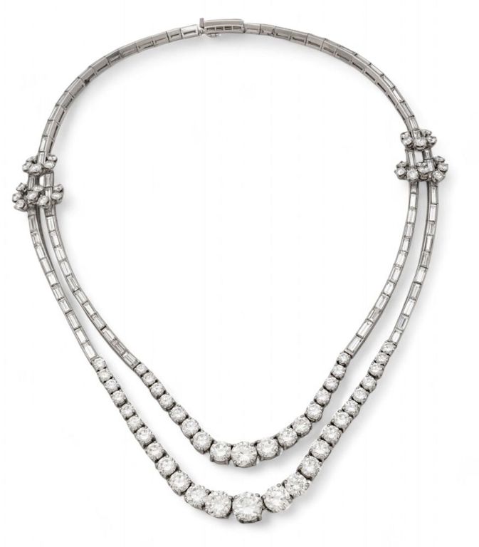 Platinum double strand necklace