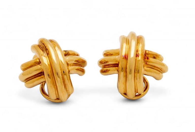 Tiffany & Co 18k yellow gold 'X' form earrings