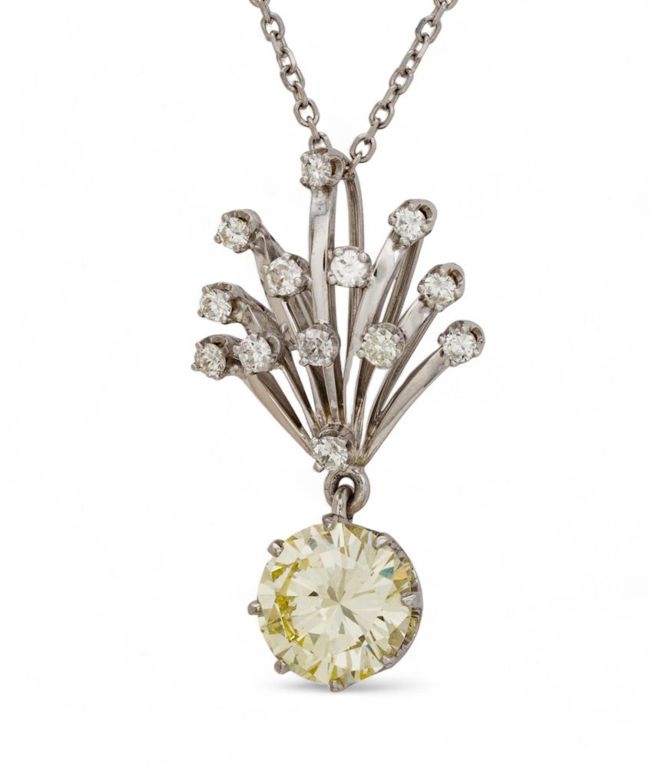 Platinum and diamond pendant with chain