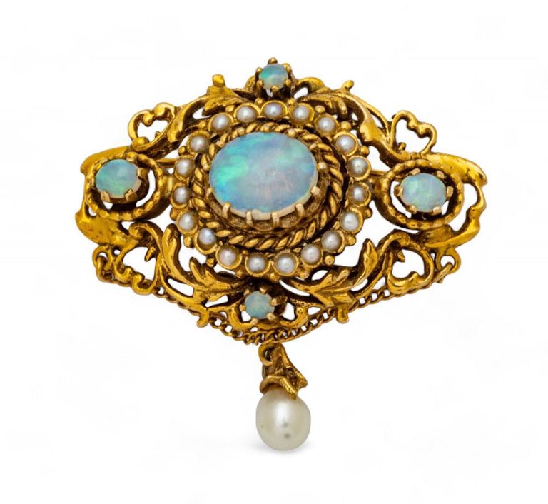 14k gold opal brooch