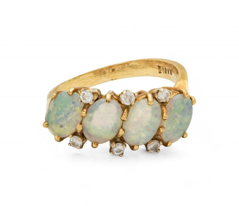 18k gold opal and diamond ring