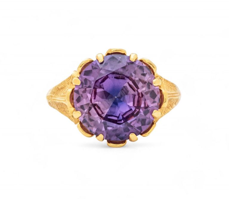 14k yellow gold Russian amethyst ring