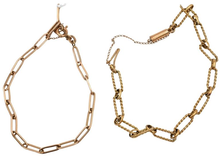 Two yellow gold bracelets