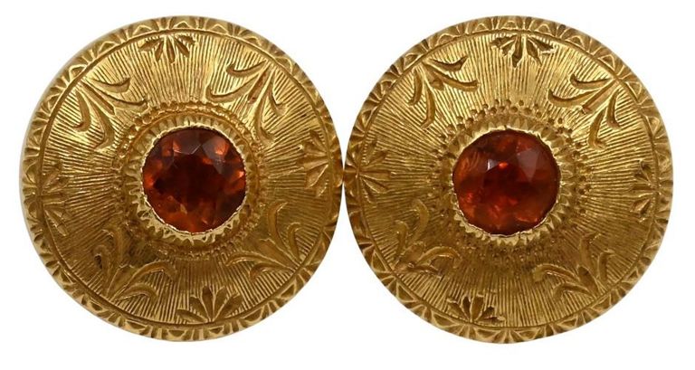 18k yellow gold amber earrings