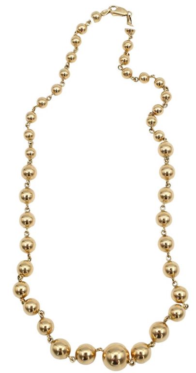14k yellow gold bead necklace