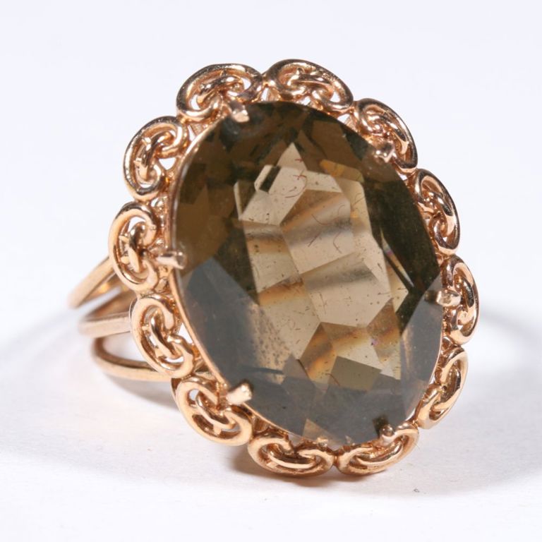 14k gold citrine or topaz cocktail ring