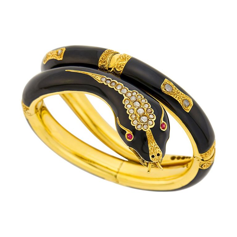 Antique gold serpent bracelet