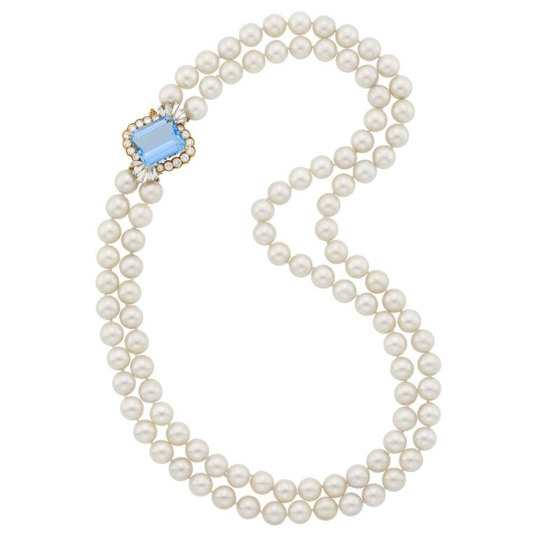Double strand cultured pearl necklace