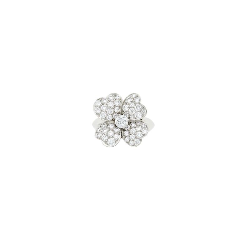 18k white gold 'Cosmos' flower ring with diamond