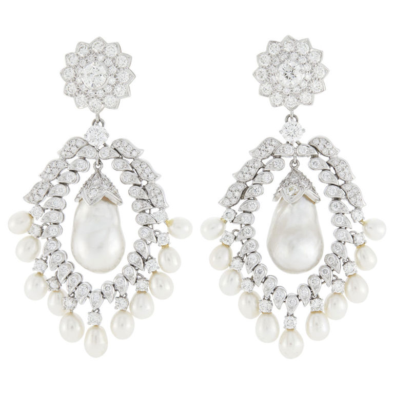 Platinum pendant-earclips