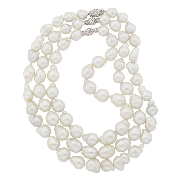 Three baroque South Sea cultured pearl necklaces